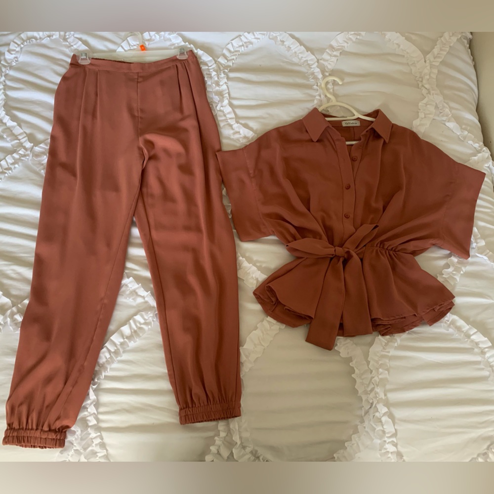 Yaya & Co terracotta blouse (matching pants listed separately!)